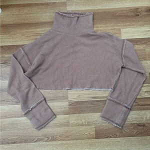 Brown Cropped Turtleneck Sweater